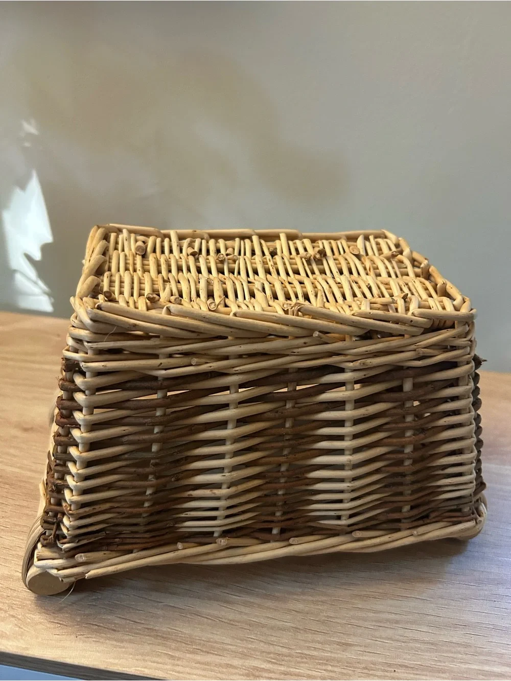 Woven Natural Wicker Basket - Neutral Brown and Cream